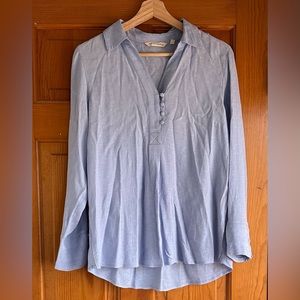 Soft Surroundings Button Top Front Blouse Shirt in Pastel Blue